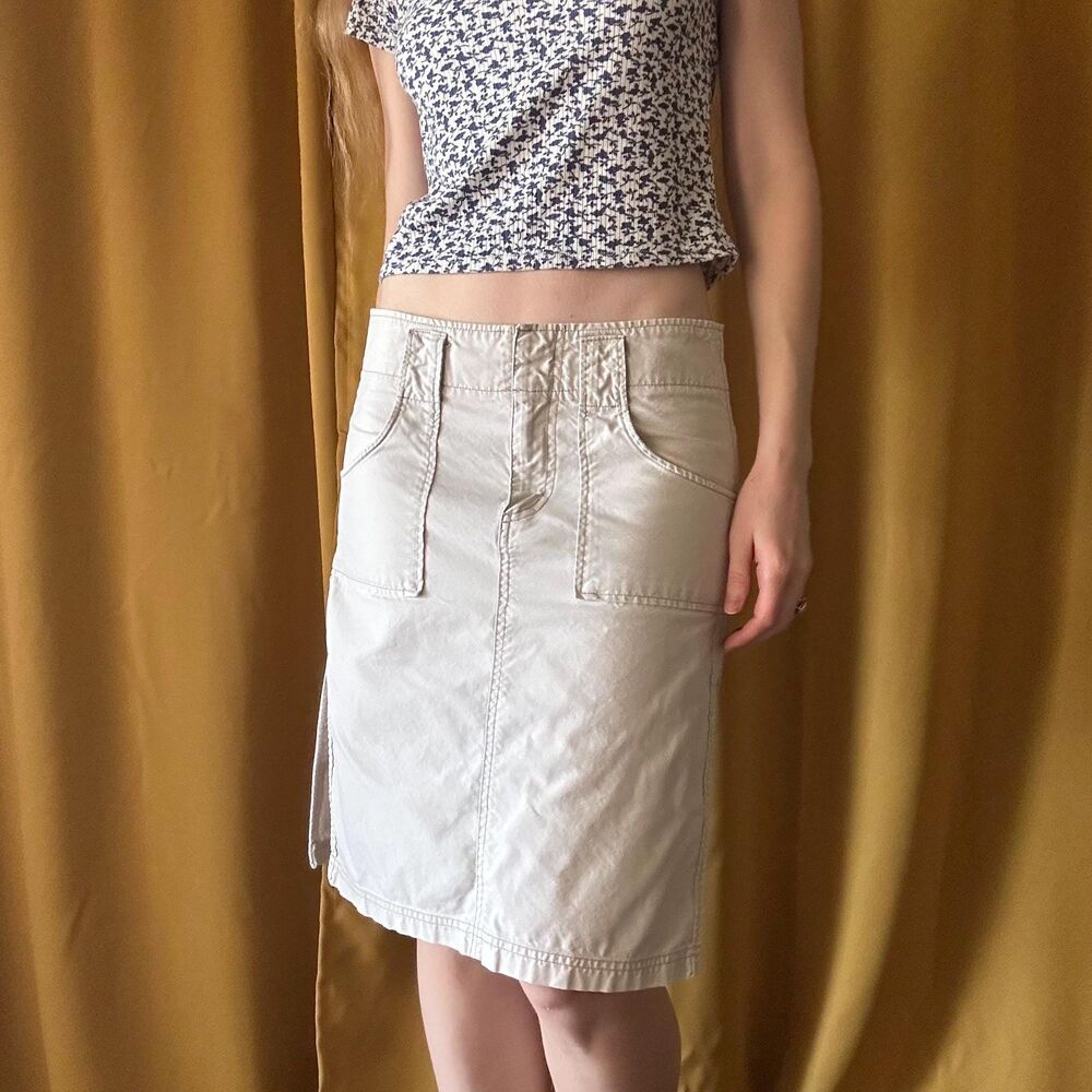 Y2K Low Rise Khaki Cargo Skirt, XS